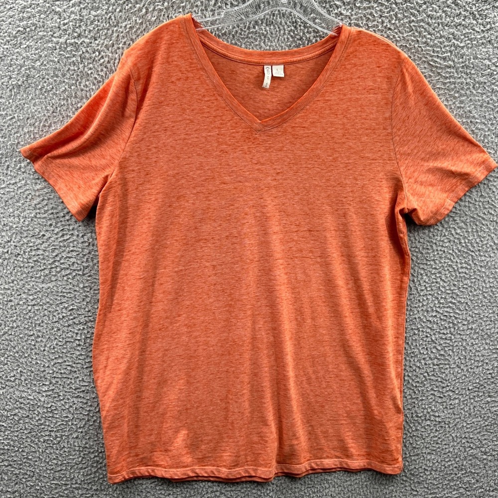 Womens Knit Tee L Rust Short Sleeve Casual Relaxed Lightweight Soft Minimal